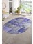 Dijital Kaymaz Yıkanabilir Patchwork Oval Yolluk Mutfak Salon Halısı, N-O-Patchwork-17-Mavi, 1