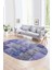 Dijital Kaymaz Yıkanabilir Patchwork Oval Yolluk Mutfak Salon Halısı, N-O-Patchwork-17-Mavi, 4