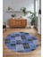 Dijital Kaymaz Yıkanabilir Patchwork Yuvarlak Balkon Mutfak Salon Halısı, N-Y-Patchwork-07-Mavi, 3