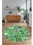 Dijital Kaymaz Yıkanabilir Patchwork Yuvarlak Balkon Mutfak Salon Halısı, N-Y-Patchwork-11-Yeşil, 3