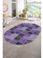 Dijital Kaymaz Yıkanabilir Patchwork Oval Yolluk Mutfak Salon Halısı, N-O-Patchwork-07-Mor, 1