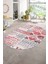 Dijital Kaymaz Yıkanabilir Patchwork Oval Yolluk Mutfak Salon Halısı, N-O-Patchwork-02-Kırmızı, 1