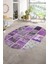 Dijital Kaymaz Yıkanabilir Patchwork Oval Yolluk Mutfak Salon Halısı, N-O-Patchwork-04-Mor, 1