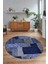 Dijital Kaymaz Yıkanabilir Patchwork Yuvarlak Balkon Mutfak Salon Halısı, N-Y-Patchwork-15-Mavi, 3