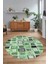 Dijital Kaymaz Yıkanabilir Patchwork Yuvarlak Balkon Mutfak Salon Halısı, N-Y-Patchwork-14-Yeşil, 3