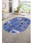 Dijital Kaymaz Yıkanabilir Patchwork Oval Yolluk Mutfak Salon Halısı, N-O-Patchwork-11-Mavi, 1