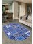 Dijital Kaymaz Yıkanabilir Patchwork Oval Yolluk Mutfak Salon Halısı, N-O-Patchwork-11-Mavi, 2