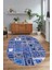 Dijital Kaymaz Yıkanabilir Patchwork Oval Yolluk Mutfak Salon Halısı, N-O-Patchwork-11-Mavi, 3