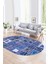 Dijital Kaymaz Yıkanabilir Patchwork Oval Yolluk Mutfak Salon Halısı, N-O-Patchwork-11-Mavi, 4