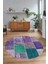 Dijital Kaymaz Yıkanabilir Patchwork Yuvarlak Balkon Mutfak Salon Halısı, N-Y-Patchwork-01-Mor, 3
