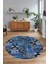Dijital Kaymaz Yıkanabilir Patchwork Yuvarlak Balkon Mutfak Salon Halısı, N-Y-Patchwork-06-Mavi, 3