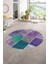 Dijital Kaymaz Yıkanabilir Patchwork Yuvarlak Balkon Mutfak Salon Halısı, N-Y-Patchwork-01-Mor, 1