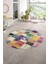 Dijital Kaymaz Yıkanabilir Patchwork Yuvarlak Balkon Mutfak Salon Halısı, N-Y-Patchwork-03-Renkli, 1