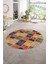 Dijital Kaymaz Yıkanabilir Patchwork Yuvarlak Balkon Mutfak Salon Halısı, N-Y-Patchwork-07-Renkli, 1