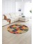 Dijital Kaymaz Yıkanabilir Patchwork Yuvarlak Balkon Mutfak Salon Halısı, N-Y-Patchwork-07-Renkli, 5