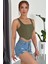 Kare Yaka Korse Görünümlü Crop Top Bluz Büstiyer 4