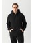Peak Oversize Kapüşonlu Nakışlı Sweatshirt Siyah 5