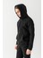 Peak Oversize Kapüşonlu Nakışlı Sweatshirt Siyah 6