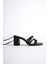 (Shoes) Biyeli Topuklu Bileğe Dolamalı Kadın Ayakkabı Siyah 5