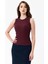 Bordo Bisiklet Yaka Kolsuz %95 Pamuklu Fitilli Kaşkorse Atlet Body 3