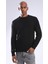 Unisex Rahat Kalıp Bisiklet Yaka Peluş Sweatshirt Siyah TA-231026 1