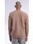 Unisex Rahat Kalıp Bisiklet Yaka Peluş Sweatshirt Kahverengi TA-231026 2