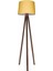 Şık Lambader Modern Abajur Tripod Ahşap Sarı Kahve LY639 1
