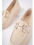 (Shoes) Anatomik Tasarım Taşlı Toka Dokuma Oxford Kadın Ayakkabı Bej 2