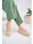 (Shoes) Anatomik Tasarım Taşlı Toka Dokuma Oxford Kadın Ayakkabı Bej 3