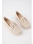 (Shoes) Anatomik Tasarım Taşlı Toka Dokuma Oxford Kadın Ayakkabı Bej 5