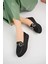 (Shoes) Anatomik Tasarım Taşlı Toka Dokuma Oxford Kadın Ayakkabı Siyah 1