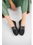 (Shoes) Anatomik Tasarım Taşlı Toka Dokuma Oxford Kadın Ayakkabı Siyah 3