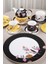 Lucile Siyah Sarı Kuş Desenli 6'lı Porselen Pasta Tabağı Seti 20 cm 2