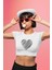 Karalama Kalp Baskılı Crop Top, Kadın Kalp Baskılı Crop Bluz 1