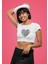 Karalama Kalp Baskılı Crop Top, Kadın Kalp Baskılı Crop Bluz 2