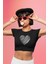 Karalama Kalp Baskılı Crop Top, Kadın Kalp Baskılı Crop Bluz 1