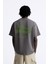 Bisiklet Yaka Move Ahead Yazılı Kordinat Baskılı Oversize Füme Erkek T-Shirt 1
