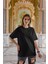 Unisex Oversize Basic Siyah-Beyaz Tişört, Geniş Kalıp Baskısız Düz T-Shirt 4