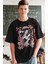 Oversize Demon Slayer Ex6 Nezuko Siyah Tişört, Unisex Anime Baskılı T-Shirt 2