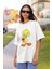 Oversize Tweety Baskılı Çift Tişört, Unisex Çizgi Film Karakter Baskılı T-Shirt 1