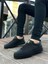 Siyah Cilt Deri, Siyah Taban Boyu 3 Cm, Şık ve Kullanışlı Günlük Klasik Bağcıklı Erkek Sneaker 1