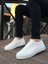 Beyaz Cilt Deri, Beyaz Taban Boyu 3 Cm, Şık ve Kullanışlı Günlük Klasik Bağcıklı Erkek Sneaker 1