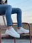 Beyaz Cilt Deri, Beyaz Taban Boyu 3 Cm, Şık ve Kullanışlı Günlük Klasik Bağcıklı Erkek Sneaker 2