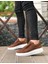 Taba Cilt Deri, Beyaz Taban Boyu 4.5 Cm, Önden Fermuarlı Sade ve Şık Tasarım Erkek Sneaker 2