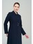 Gömlek Yaka Kuşak Detaylı Astarlı Pardesü LACİVERT 6568 9