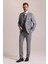 Erkek Gri Bej Slim Fit Sivri Yaka Yelekli Yün Takım Elbise 2