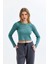 Çağla Bisiklet Yaka Uzun Kollu Fitilli Kaşkorse Crop Bluz 1