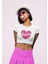 Fuddy Moda Simli Görünümlü Kalp Üstünde Barbie Yazılı Crop Top, Barbie Yazılı Siyah Crop Bluz 1