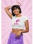 Fuddy Moda Barbie Bebek Baskılı Crop Top, Kadın Barbie Yazılı Siyah Crop Bluz 1