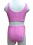 4-14 Yaş Kız Çocuk Bikini Çizgili Pembe 7-8 Yaş Pembe - Beyaz 2